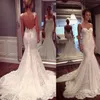 2019 Abiti da sposa con schienale basso Pizzo senza spalline Sirena Stile tromba Abiti da sposa modesti Custom Made Vestido De Noiva Sereia