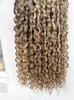 Chinese human virgin curly hair weaves queen products Brown/blonde 100g 1bundle 3bundles for full head