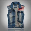 Uomo Jean Gilet Classico Vintage senza maniche Casual Moda Bandiera Denim Blue Jeans Cappotti Abbigliamento per Uomo Autunno Estate Top Slim Wais234Y