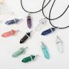 Verklig r￥ ￤del rosa lila kristall hexagonal kula pendelle reiki point chakra naturliga stenh￤ngen halsband kvinnor mki smycken