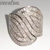 Vecalon Fashion Pave Set 140pcs Simulerad Diamond CZ Engagement Bröllop Band Ring för kvinnor 10kt vitguldfylld fingerring