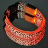 Sexig Leopard Print LED Dog Collar LED PET FLASKING COLLARS NYLON 3 Storlek 6 Färger 100pcslot3179500