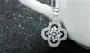 YHAMNI Fine Jewelry Solid Silver Necklace Clover Shape Set 1 ct SONA CZ Diamond Pendant Necklace For Women Wedding Jewelry 4Y318M