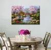 モダンな風景絵画日本庭園の中庭油絵のキャンバス高品質の手描きの木アートワークの壁の装飾beautif206o