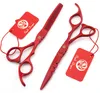 508# TOPPEST 6 Inches Red Paint Hairdressing Scissors JP 440C 62HRC Home & Salon Cutting Scissors Thinning Shears Hair Scissors