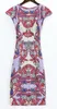 Vintage Print Women Sheath Dress Cap-Sleeve Casual Dresses 064A639