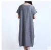 Robes en gros femmes robes décontracté femmes coton lin à manches courtes longue lâche Maxi robe robe d'été vêtements livraison gratuite