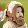 冬の赤ちゃんの帽子とスカーフのジョイント幼児男の子の女の子の子供たちのためのかわいい糸のニットキャップ新生児のファッションキッズネックウォーマーヤーンビーニー