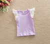 Newborn babies tank tops latest design lace sleeve baby girl's T-shirt summer girls outfits kids clothing 7 colors