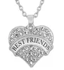 Set van 5 zilveren Toon Crystal Rhinestone Crystal beste vrienden hart hanger bff ketting voor vijf meisjes zand bloem sieraden