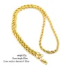 6,5 mm dicke, 80 cm lange, gedrehte Kette aus massivem Seil, 14 Karat Gold, versilbert, schwere Hip-Hop-Halskette, 160 Gramm. Für Herren