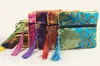 Wysokiej Jakości Tassel Małe Zipper Studka Panie Monety Kiesy Biżuteria Bransoletka Torba Chiński Silk Brocade Tkaniny Pockging Pocket 10 sztuk / partia