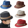 2016 Nouvelle Mode Enfants Garçon Fille Unisexe Fedora Chapeau Contraste Garniture Cool Jazz Chapeau Trilby Cap Nouveau-Né Photographie Prop Trilby