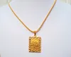 Faith Solid Gold Filled 24K rope Chain Square Pendant Jewelry 600mm267U