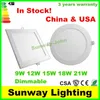 Ultra thin Down lights 9W 12W 15W 18W 21W dimmable LED Panel Light Recessed ceiling downlight indoor Lighting lamps warm natural cool white