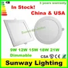 Ultra Cienki Lights 9 W 12W 15W 18W 21W Przyciemniane panel LED Light Wbudowany Sufit Downlight Oświetlenie wewnętrzne Ciepłe Naturalne Cool White