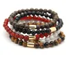 Groothandel 10 stks / partij Nieuwe Collectie 6mm Tiger Eye, Bronzite, White Howlite, Mat Agate, Lava Rock Stone Gold Fashion Tube Bracelets