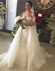 Luxury White Wedding Dresses With Removable Tulle Overskirt Mermaid Lace Applique Sweetheart Neck Backless Court Train Bridal Dres3560365