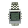 New Rectangle TVG Remote Control Digital Sport watch Alarm TV DVD remote Men and Ladies Stainless Steel WristWatch241S