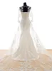 Stunning Mermaid Wedding Dress Sheer Over Skirt Jewel Neck Illusion Long Sleeves Lace Appliques Bridal Gowns Crystals Lace-up Back