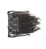 Grampo de cabelo encaracolado afro brasileiro não processado em extensões de cabelo, 7 peças 120 g, grampo de cor preta natural em tramas de cabelo humano G-EASY