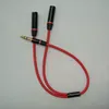 Earphone Cable Audio Cable 3.5Mm Male To 2 Female Metal Branch Red Splitter Adapter 100Pcs - New