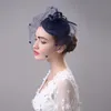 Navy Blue Ivory Black Gray Bridal Hats Soft Tulle Face Veil Elegant Women039s Cheap Party Hats chapeau mariage1150960