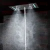 Ensemble de douche de bain mural avec pommeau de douche au plafond à LED Panneau thermostatique Salle de bains de luxe Douche Pluie Cascade Bulle Mist HF5422