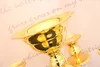 ferro ouro 75cm * W48cm, ouro 5 Chefes de cristal candelabros, vela Holder, peça central do casamento, castiçal tigela flor com pingentes