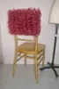 2016 Custom Made Burgundy Organza Ruffles Chair Covers Romantic Beautiful Chair Sashes Cheap Wedding Chair Decorations 021