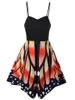 Butterfly Print Sexy Bodycon Mini Dress Vestidos with Shoulder Straps Pleated Suspender Skirts High Waist School Skirt