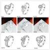 Online zum Verkauf gemischter Stil, modischer Ring aus 925er Silber mit weißem Edelstein EMGR20, Ring aus Sterlingsilber mit Rosenherzplattierung, 10 Stück im Lot