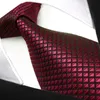 U25 solido controllato bordeaux cremisi cravatte da uomo nero 100% seta jacquard tessuto