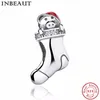 Inbeaut Ny 925 Ren Silver Christmas Charms För Kvinnor Armband Banglar Santa Claus Charm Cute Dog Bead Pittera Pandora Armband