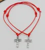 Bezpłatny statek 100 sztuk Cross String Lucky Red Wax Cord Regulowany Bransoletka Nowy