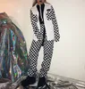 2017 k-pop hiphop old school ins style chaud damier noir et blanc à carreaux pantalon femme lâche pantalon large hommes et femmes