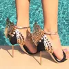 Sophia webster Evangeline Angel-wing high heel Sandal New Butterfly Rhinestone Studded Leather Sandals With Fine Heel Sandals EUR Size 34-42