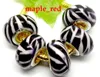 100 PCS / Lot Zebra Stripe Resin European Charms Beads Fit European Pulsera y collar precio bajo