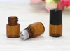 1 2 3 5 10 ml Ether Oil Glass Roller Flessen Mini Tiny Hervulbare Lege Aromatherapie Parfum Liquid Amber Glass Roll on Bottle Fials Metal Rollerball