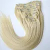 80g 120g 160g 220g 260g 280g 320g Clip in Hair Extensions 60Platinum Blonde Brazilian Indian human Hair double Drown more colors3853319