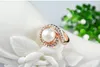 Mode 18K Rose Goud en Wit Vergulde Pearl Rhinestone Groene Ring Oostenrijkse Diamond Crystal Trouwjurk Ringen