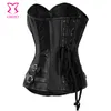 Pierścień stalowy zapakowany czarny satynowy gotycki gorset Najlepszy bustier seksowny Korsett for Women Corslet Overbust Corsets Burlesque Odzież3624287