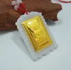 Guld inlaid Jade Guanyin Bodhisattva (Talisman). Halsband