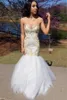 Mermaid Gold Beaded Prom Dresses with Bling Crystal back Lace Up Tulle Sweetheart Long Party Evening Gowns Lovely Homecoming Dress6942032