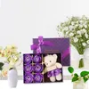 Wholesale valentine's day creative gifts 6 small bear rose soap flower gift box wedding accessories decoration flower