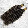 I Tip Hair Extensions brazilian kinky curly 100g 100s 4 Dark Brown Pre Bonded Hair No Remy Human Hair Extensions7392257