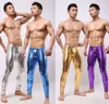 Gros-2020 homme confortable performance sur scène spectacle pantalon élastique serré cuir de couleur vive argent / or / bleu long Toning Leggings