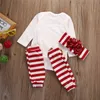 Vestito natalizio alla moda Bambini Neonato Abbigliamento per bambine Set manica lunga Cervo Pagliaccetto + Scaldamuscoli + Fascia Abiti natalizi Set Vestiti per bambina