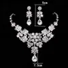 Women Fashion Crystal Wedding Earrings Jewelry Adjustable Pendant Necklace Bridal Jewelry Sets Accessories