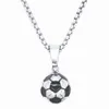 Punk Retro Sieraden 100% Roestvrijstalen Ketting Voetbal Hanger Soccer Black Emaille Rolo Chain 20 inch 50cm